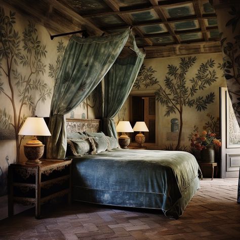 Old Italian House Interior, Italian Villa Bedroom, Italian House Interior, Old Italian House, Asoiaf Aesthetic, Villa Bedroom, Italian Bedroom, Villas In Italy, Italian House