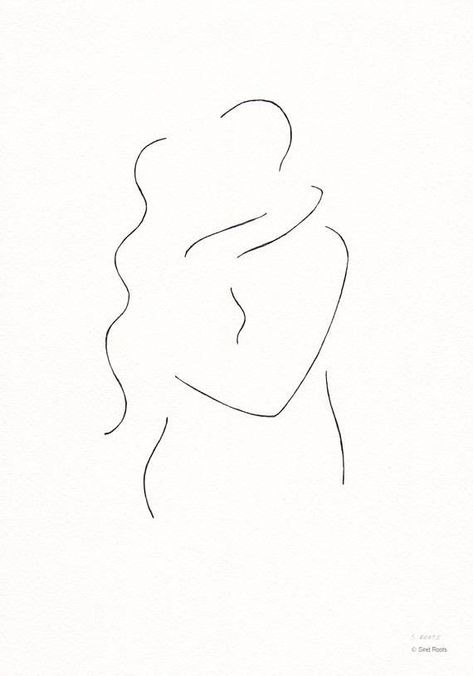 Art Abstrait Ligne, Kissing Drawing, Dibujo Simple, Minimal Drawings, Silhouette Drawing, Illustration Art Design, Original Ink Drawing, Minimalist Drawing, Simple Line Drawings