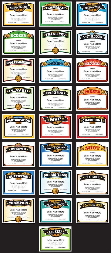 Elite Basketball certificates. Editable basketball award certificate: fill in name, team name, words of praise and more, then print and present. Prepare 10 certificates in a manner of a half hour. Great for team banquets! Soccer Team Mom, Basketball Awards, Certificate Layout, Basketball Training Equipment, Basketball Tricks, Uk Basketball, Award Ideas, Awards Certificates Template, Life Coach Quotes