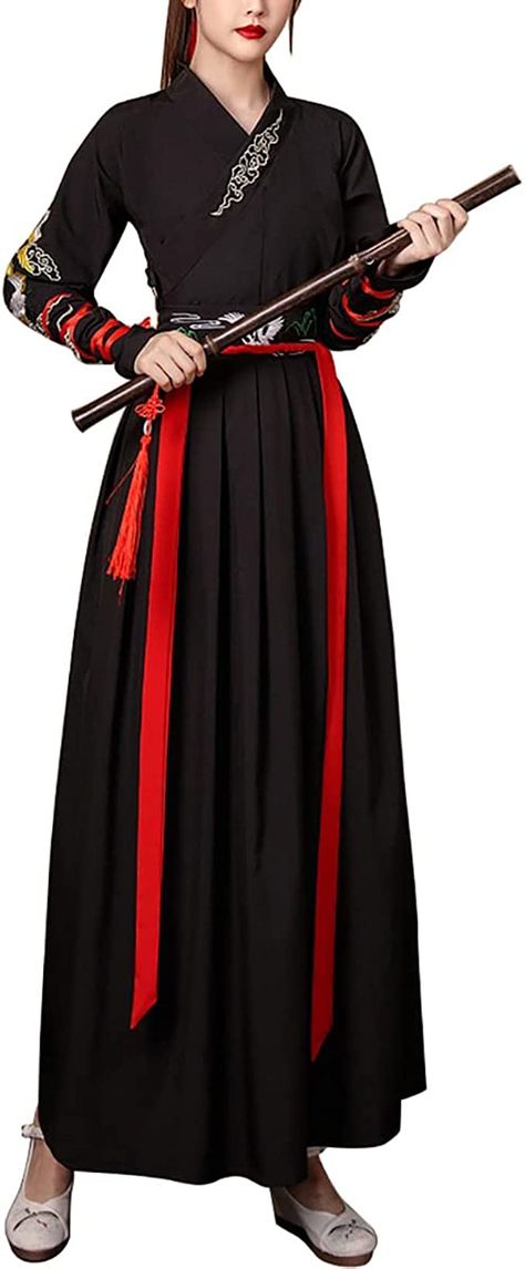 Amazon.com: Chinese Swordsman Costume Traditional Embroidery Hanfu Outfit Men Women Martial Art Performance Wear (588# Crane-Black,L) : Clothing, Shoes & Jewelry Japanese Swordsman Outfit, Japanese Martial Arts Clothing, Chinese Swordsman Hanfu, Chinese Warrior Outfit, Delinquent Oc, Chinese Outfits Traditional, Martial Arts Outfit, Chinese Swordsman, Chinese Outfits