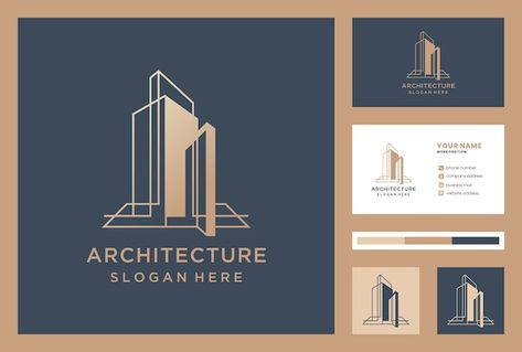 Building Logo Design, Architecture Business Cards, Elegant Architecture, Elegant Business Cards Design, Yellow Business Card, Business Card Logo Design, Logos Vintage, Architect Logo, Construction Business Cards