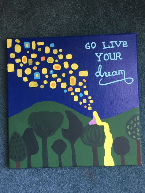 Inspo For Painting Easy, 30x30 Canvas Paintings, Tangled Painting Ideas Easy, Tangled Paintings Easy, Rapunzel Painting Easy, Easy Tangled Drawings, Ideas To Draw On A Canvas, Tangled Easy Drawing, Tangled Drawings Easy