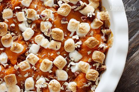 Sweet Potato Casserole | Skinnytaste Skinnytaste Sweet Potato, Pecan Casserole, Vegan Thanksgiving Sides, Sweet Potato Casserole Healthy, Fall Sides, Best Sweet Potato Casserole, Sides Recipes, Gluten Free Thanksgiving, Candied Sweet Potatoes