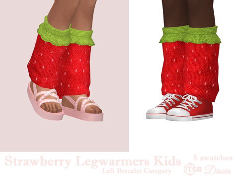 Cute knitted strawberry legwarmers for children - 5 swatches #sims4 #sims4cc #sims 4 #sims 4 cc #sims4 cc #ts4 #ts4cc #ts4 cc #maxis mix #maxis match #maxis-mix #sims clothes #sims 4 legwarmers #sims 4 accessory Sims 4 Cc Strawberry Clothes, Strawberry Legwarmers, Cute Core Sims 4 Cc, Sims 4 Legwarmers, Cutecore Sims 4, Sims 4 Strawberry Shortcake Cc, Strawberry Shortcake Sims 4 Cc, Sims 4 Arm Warmers, Sims 4 Strawberry Cc