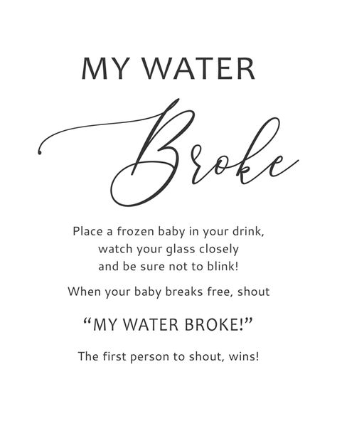 My Water Broke Baby Shower Game, Nuetral Baby Shower Ideas, Pool Party Baby Shower Ideas, Gender Neutral Shower Ideas, Simple Baby Shower Games, Neutral Shower Ideas, Tiny Human Shindig, Water Broke Baby Shower Game, My Water Broke Game