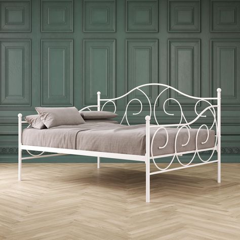 Arrives by Thu, Oct 28 Buy DHP Victoria Metal Daybed, Full, White at Walmart.com Daybed Room Ideas, Best Daybeds, Daybed Twin, White Metal Bed Frame, White Daybed, White Metal Bed, Pop Up Trundle, Daybed Room, Metal Daybed