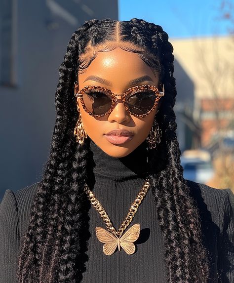 How to Rock Jumbo Boho Twisted Braids Effortlessly Jumbo Medium Box Braids, How To Style Thick Box Braids, Two Large Braids Black Women, Boho Loc Hairstyles, Boho Jumbo Box Braids, Jumbo Box Braid Styles, Braid Trends 2024, Jumbo Hairstyles For Black Women, Jumbo Bob Box Braids