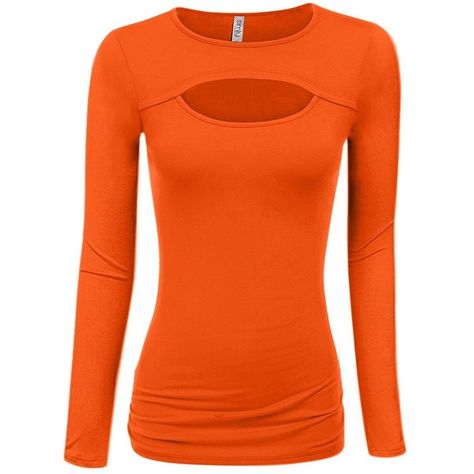 Simlu Womens Long Sleeve Shirts Classic Keyhole Top Made in USA (150 SEK) ❤ liked on Polyvore featuring tops, knit shirt, extra-long-sleeve shirts, long sleeve tops, keyhole cut out top and orange top Keyhole Shirt, Orange Long Sleeve Shirt, Keyhole Top, Extra Long Sleeves, Orange Top, Cut Out Top, Knit Tops, Womens Long Sleeve Shirts, Plus Size Top