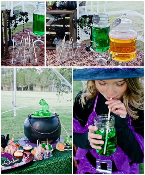 ENCHANTING WITCH THEMED BIRTHDAY PARTY Wizard Birthday Party, Witches Halloween Party, Halloween Tea Party, Hello Wonderful, Hocus Pocus Party, Bday Party Kids, Wizard Party, Magic Birthday, Glitter Birthday Parties