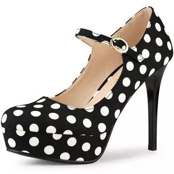 Women’s Shoes : Page 21 Polka Dot Heels, Mary Jane Platform Shoes, Pin Up Outfits, Womens Stilettos, Black Pumps Heels, Platform Mary Janes, Pumps Heels Stilettos, Mary Jane Heels, High Heels Stilettos