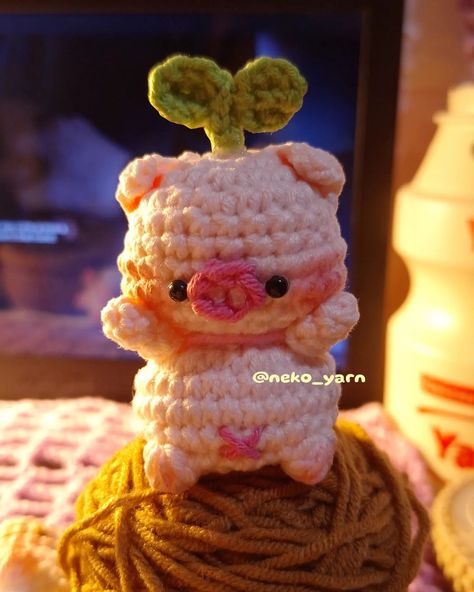 | piggy with sprouts 🐷🌱 ༊*·˚ Pattern: @neko_yarn #crochet #crocheting #handmade #pig #cute #viral Korean Crochet, Pig Cute, Crochet Pig, Inspiration Painting, Kawaii Crochet, Cute Pigs, Diy Crochet Projects, June 16, Sewing Toys