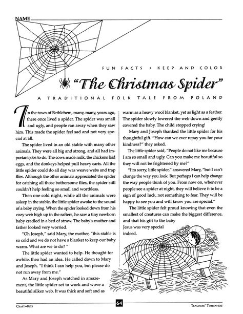 FUN FACTS KEEP & COLOR - The Christmas Spider Spider Printable, Christmas Gift Tags Free, Christmas Spider, Free Christmas Gifts, Christmas Gift Tags Printable, Summer Program, Printable Tags, Gift Tags Printable, Folk Tales