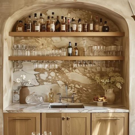 Wet Bar Styling, Arch Bar Design, Three Centered Arch, Arched Wet Bar, Wine Bar Styling, Kitchen Arches, Modern Wet Bar Ideas, Kitchen Arch Design, House Bar Design