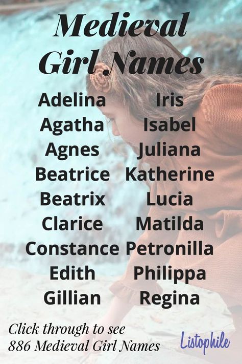 Medieval Names And Meanings, Medieval Female Names, Medieval Fantasy Names, Medieval Boy Names, Medieval Girl Names, Medieval Names Female, Medieval Lifestyle, Medieval Names, Medieval Baby