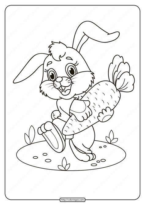 Free printable Rabbit with carrot pdf coloring pages and books for kids of all ages. #free #printable #rabbit #carrot #coloring #drawing #coloringpage #outline Easter Coloring Pictures, Easter Coloring Sheets, Bunny Coloring, Easter Bunny Colouring, Easter Coloring Book, Rabbit Colors, Bunny Coloring Pages, Easter Printables Free, Easter Coloring Pages