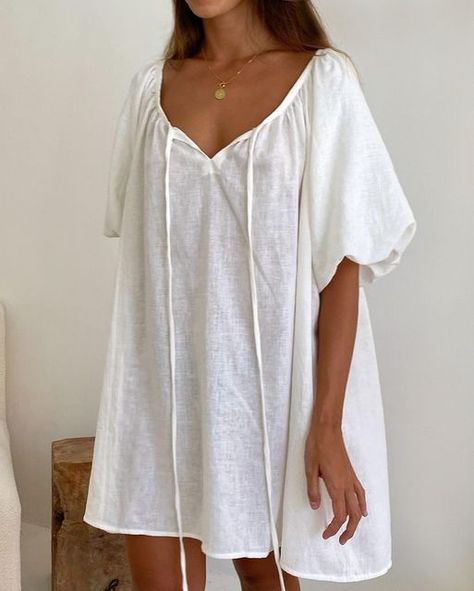 Linen Night Dress, Vacation Sleepwear, Linen Summer Outfits, Beautiful Mini Dresses, Nashville Outfits, Beach Mini Dress, Cotton Linen Dresses, Linen Clothing, Sleep Dress