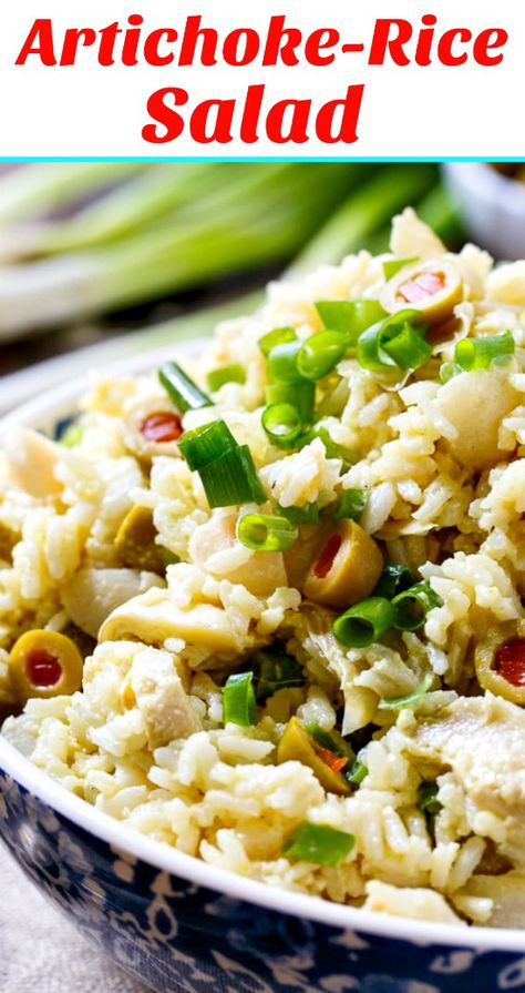 Artichoke-Rice Salad. This creamy rice salad is flavored with curry and makes a good choice for a potluck. Artichoke Rice, Artichoke Salad Recipes, Curried Rice Salad, Creative Salads, Rice Salad Recipes, Artichoke Salad, Rice Pilaf Recipe, Salad Lettuce, Rice A Roni