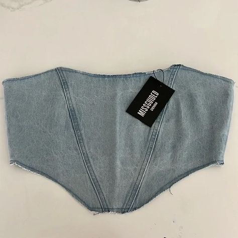 Missguided | Tops | Crop Top Denim No Elastic | Poshmark Outfit Boliche, Denim Top Diy, Diy Denim Top, Crop Top Jeans, Blue Jean Outfits, Top Jeans, Denim Crop Top, Denim Ideas, Denim Diy