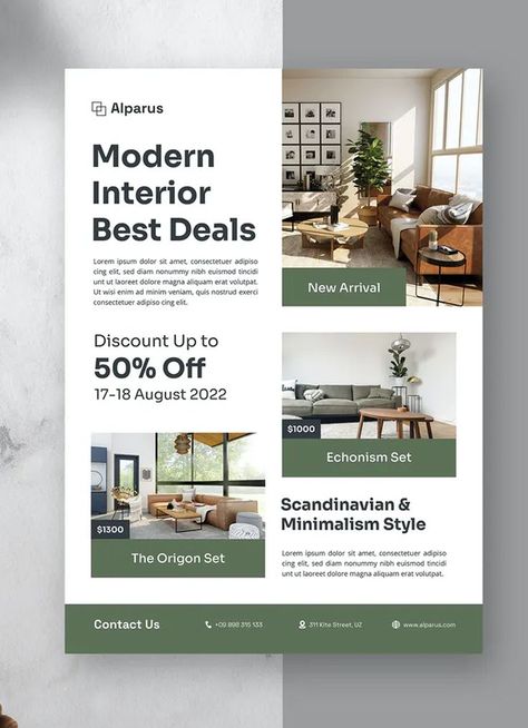 Interior Flyer Template AI, EPS, PSD Interior Design Flyer, Scandinavian Minimalism, Do The Work, Online Interior Design, Home Modern, Luxury Style, Home Interiors, Print Templates, Living Design