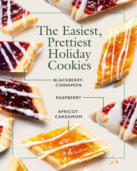 Love jam thumbprints? Jam diagonals are quicker and classier. Plus, these buttery, jam-filled diamonds come together with ingredients that you probably have on hand. Jam Thumbprints, Cookie Platter, Jam Cookies, America's Test Kitchen Recipes, Buttery Cookies, America's Test Kitchen, Cooks Illustrated, Americas Test Kitchen, Food Words