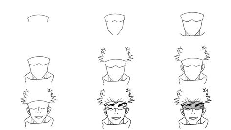 How to Draw Gojo Step By Step How To Draw Gojo Hair, Gojo Drawing Tutorial, Simple Gojo Drawing, Gojo Drawing Easy Step By Step, How To Draw Gojo Satoru Step By Step, Easy Anime Drawings For Beginners Step By Step, How To Draw Gojo Satoru, Gojo Draw Sketch, How To Draw Gojo