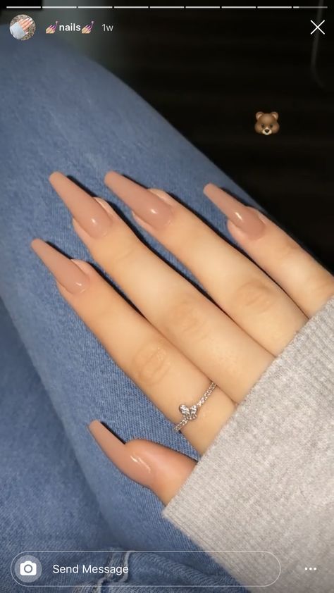 Plain Coffin Nails, Plain Brown Nails, Nail Matte, Short Coffin Nails Designs, Acrylic Nail Designs Coffin, Colored Nail Tips, Brown Acrylic Nails, Long Nail Art, Brown Nails Design