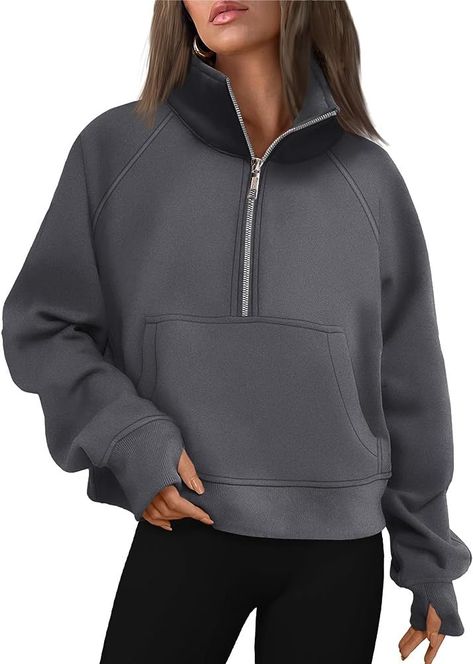 AUTOMET Womens Sweatshirts Half … curated on LTK Yoga Outfits, Sport Sweater, Cropped Pullover, Zipper Shorts, Sleeves Clothing, Half Zip Sweaters, Loose Sweater, Solid Clothes, Fall Fashion Outfits