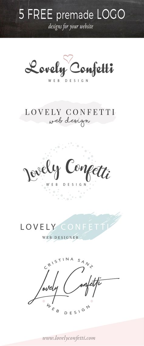 5 free premade logo designs for your website - #freebies #logos #design LovelyConfetti Awesome Fonts, Logo Maker Free, Best Logo Maker, Free Logo Templates, Logo Design Set, Logo Design Free Templates, Rose Gold Logo, Organic Logo, Best Logo