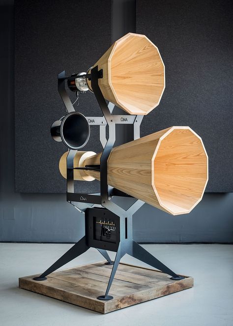 oma-imperia-horn-series-gessato-4 Architecture 101, Wooden Speakers, Speaker Box Design, Horn Speakers, Diy Speakers, Audio Design, Hi-fi, Speaker Design, Sound Waves