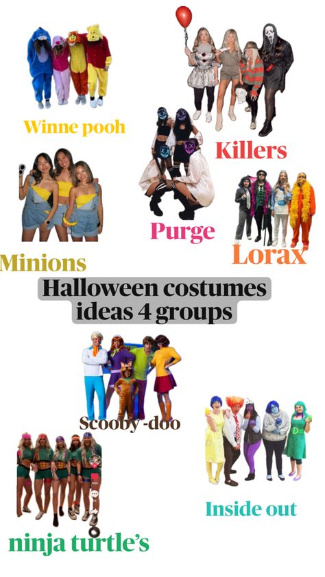 Costumes Halloween Costumes For Groups, Costumes For Groups, Minion Halloween, Movie Character Costumes, Movie Halloween Costumes, Scary Movie Characters, Scary Movie, Group Costumes, Group Halloween Costumes