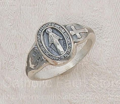 Catholic Wedding Rings, Miraculous Jewelry, Religious Rings, Our Lady Of Grace, Catholic Decor, Mary Mary, Mama Mary, St Benedict, Catholic Jewelry