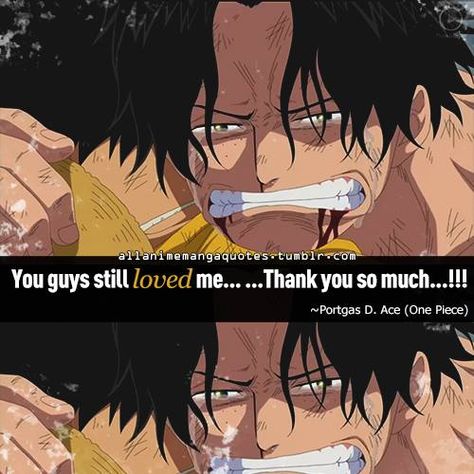 One Piece Quotes, Portgas D Ace, Manga Quotes, The Pirate King, I Cried, Anime Quotes, The Source, Meaningful Quotes, Thank You So Much