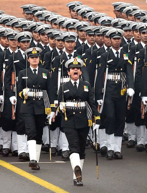 India’s 68th Republic Day, A Worldwide Celebration Indian Navy contingent marching at Rajpath at the 68th India Republic Day Parade in New Delhi, Jan. 26. (Kamal Singh/PTI) (All India Parade photos by PTI)      The tradition continues as Indians all over the world marked India’s 68th Republic Day with much pomp and show. From Delhi, to Dubai, to San http://siliconeer.com/current/indias-68th-republic-day-a-worldwide-celebration/ Republic Day Parade India, Indian Navy Wallpapers, Indian Army Women, Indian Navy Ships, Republic Day Parade, India Republic Day, Indian Republic Day, Indian Navy Day, Indian Military