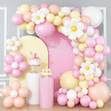 Daisy Flower Balloon Arch, 137 Pcs Flower Balloons Garland Kit, Groovy Boho Macaron Pink Yellow White Orange Birthday Party Balloons for Girls Bridal Baby Shower Wedding Carnival Party Decorations : Amazon.co.uk: Home & Kitchen Amazon Supplies, Orange Birthday Parties, Carnival Party Decorations, Orange Birthday, Valentinstag Party, Daisy Party, Orange Balloons, Yellow Balloons, Pastel Balloons