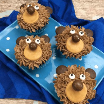 Party Perfect Teddy Bear Cupcakes Whoppers Candy, Build A Bear Birthday, Teddy Bear Cupcakes, Teddy Cakes, Fox Cake, Diy Teddy Bear, Bear Cupcakes, Chocolate Melting Wafers, Butter Cupcakes