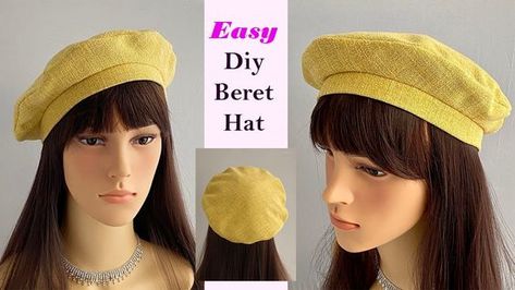 Fabric Hats To Sew, How To Make A Hat Out Of Fabric, Felt Beret Diy, Diy Beret Hat How To Make, How To Make A Beret Hat, How To Make A Hat, Diy Hats For Women, Hat Making Tutorial, Beret Tutorial