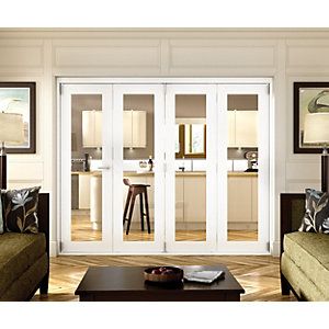 Internal Folding & Sliding Doors - Interior Timber Doors -Doors & Windows | Wickes White Bifold Doors, Internal Bifold Doors, Folding Doors Internal, Living Room Sliding Doors, Bifolding Doors, Modern Patio Doors, Lounge Diner, Internal Folding Doors, Floor To Ceiling Curtains