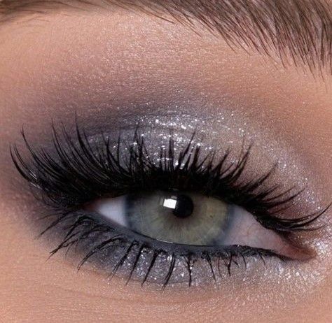 Silver Eye Makeup Green Eyes, Smokey Eye Makeup For Blue Green Eyes, Homecoming Eye Makeup Black Dress, Makeup Looks Grey Eyes, Make Up For Dark Blue Outfit, Natural Eyeshadow Looks Step By Step Blue Eyes, Smokey Eye Makeup With Blue, Light Grey Smokey Eye Makeup, Ball Makeup Blue Eyes