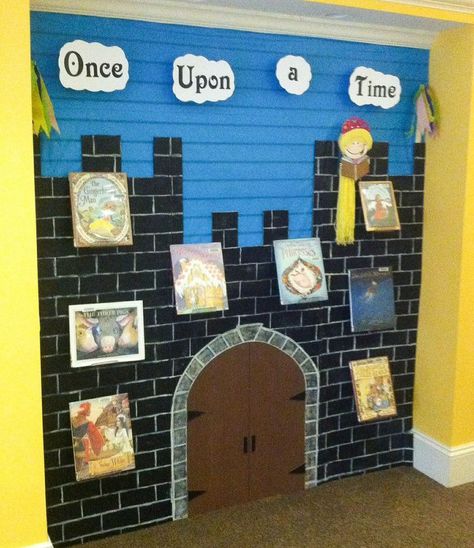 Book Themed Party, Library Bulletin Board, Castle Backdrop, Library Themes, Library Book Displays, Library Bulletin Boards, Fairy Tale Theme, Library Display, Math Anchor Charts