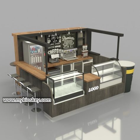 Luxury coffee kiosk with bar counter design in mall for sale Coffee Kiosk Design, Rustic Coffee Shop, Bakery Shop Interior, Coffee Kiosk, Coffee Shop Counter, Small Restaurant Design, Bar Counter Design, Bakery Shop Design, Small Coffee Shop