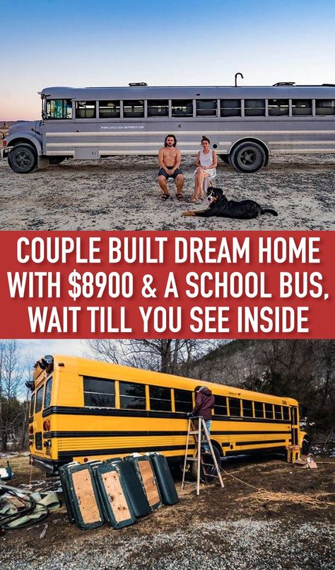 This Couple Turned a School Bus Into Their Dream Home on a Budget Caravan Wagon, Bus Remodel, School Bus Tiny House, Build Dream Home, School Bus Camper, School Bus House, Converted School Bus, Survival Foods, Converted Bus