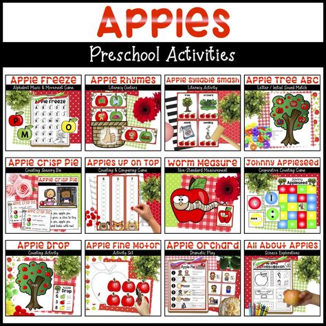 If you’re looking for apple activities for preschoolers, this bundle is perfect to set up apple literacy centers, math centers, and apple dramatic play! They are an engaging and hands-on way to learn letters, initial sounds, letter formation, rhyming words, counting, non-standard measurement, apple science, and more! This set of preschool activities is perfect for preschoolers, pre-k, or kindergarten students. Use in the classroom or virtual learning during an apple preschool theme. Apple Dramatic Play, Apple Science Activities, Apple Literacy, Apple Science, Preschool Apple Theme, Learn Letters, Apple Preschool, Apple Activities, Initial Sounds