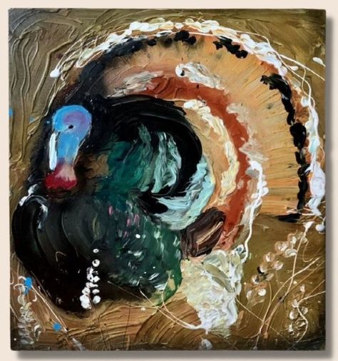 no link - image only Turkey Painting, Fall Paintings, Turkey Art, Farm Paintings, Watercolor Flowers Tutorial, Flowers Tutorial, Paint Nite, Fall Thanksgiving Decor, Abstract Oil Painting