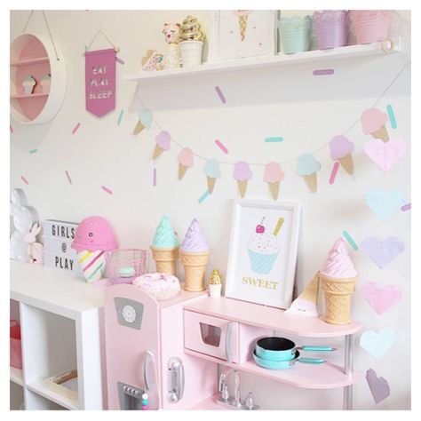 Joyous inspiration to live your best life ever! Happy Mama | Holistic Nutritionist | Author of JOYOUS HEALTH: Eat & Live Well Without Dieting Ice Cream Room Decor, Ice Cream Themed Bedroom, Ice Cream Bedroom, Cream Bedroom Ideas, Girls Bedroom Themes, Toddler Decor, Girl Apartment, Best Life Ever, Toddler Playroom