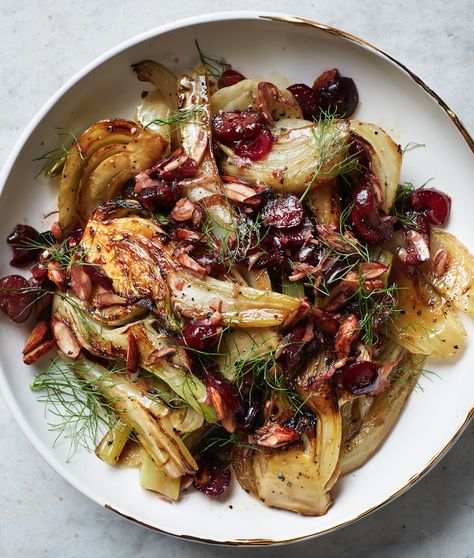 Fennel & Cherry Almond Relish | Bare Bones Broth Easy Roasted Vegetables, Fennel Recipes, Roasted Pear, Roasted Fennel, Warm Salad, Relish Recipes, Pear Salad, Fennel Salad, Cherry Almond