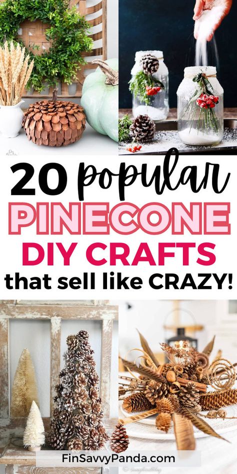 Snag the secret to turning nature into profit with easy pinecone crafts for adults to sell! Dive into unique and creative projects, from Dollar Tree finds to popular market hits. Discover the best ideas to make and sell, turning your side hustle into a lucrative venture. Unleash your crafting potential and start making money with these sought-after pinecone creations! Creative Things To Do With Pine Cones, Crafts Made Out Of Nature, Pinecone Crafts To Sell, Crafting With Pinecones, Things To Make From Nature, How To Bake Pinecones For Crafts, Diy With Pinecones, Crafts From Nature, Things To Do With Pinecones