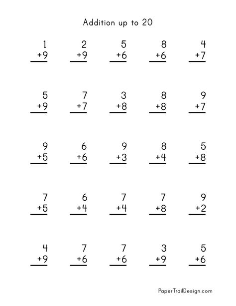 Print this free addition worksheet and help kids learn too add single digit numbers that add up within 20. Free Printable Multiplication Worksheets, Free Multiplication Worksheets, Printable Multiplication Worksheets, Multiplication Facts Worksheets, Math Multiplication Worksheets, Multiplication Flashcards, Math Addition Worksheets, 3rd Grade Math Worksheets, Multiplication Worksheets