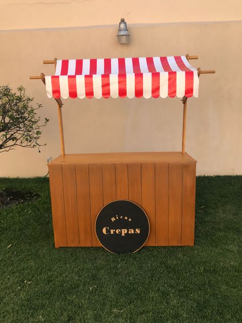 Puesto de madera plegable Party Food Carts, Diy Waffles, Booth Portable, Party Rental Ideas, Diy Pinata, Dessert Packaging, Food Cart, Cafe Shop, Party Rentals