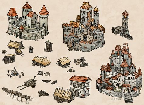 Medieval Map, Map Assets, Little Castle, Fantasy Map Making, Castle Drawing, Medieval Castles, Fantasy World Map, Map Icons, Rpg Map