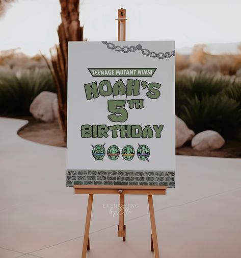 Ninja Birthday Party, Birthday Invite Template, Ninja Birthday Parties, Ninja Birthday, Birthday Welcome Sign, Ninja Turtle Birthday, Turtle Birthday, Turtle Party, Party Printable